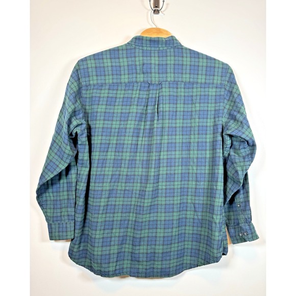 Vintage Woolrich Men's XXL Green Blue Tartan Plaid Long Sleeve Button Down Shirt - Picture 6 of 6